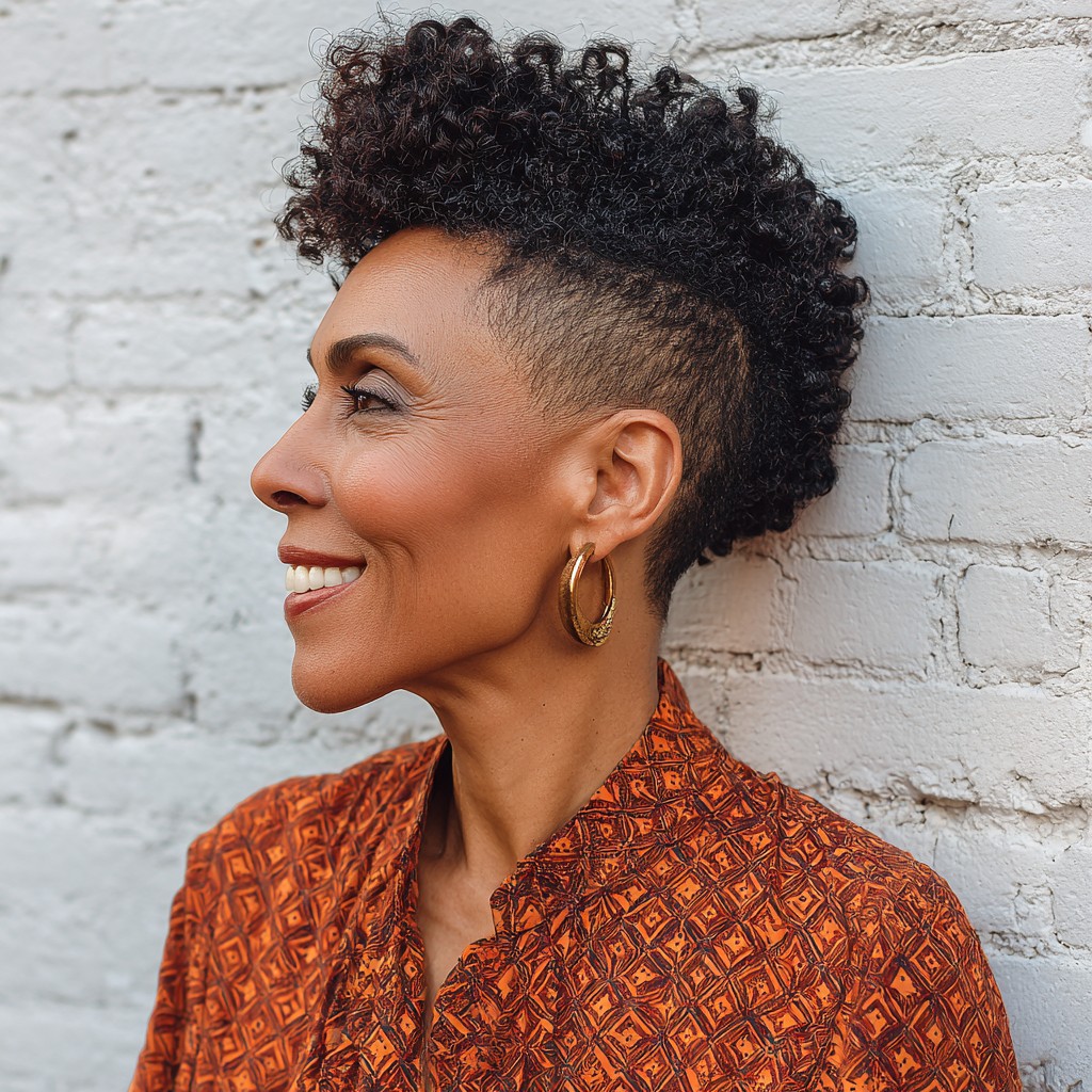 Bold Curly Tapered Cut with Undercut