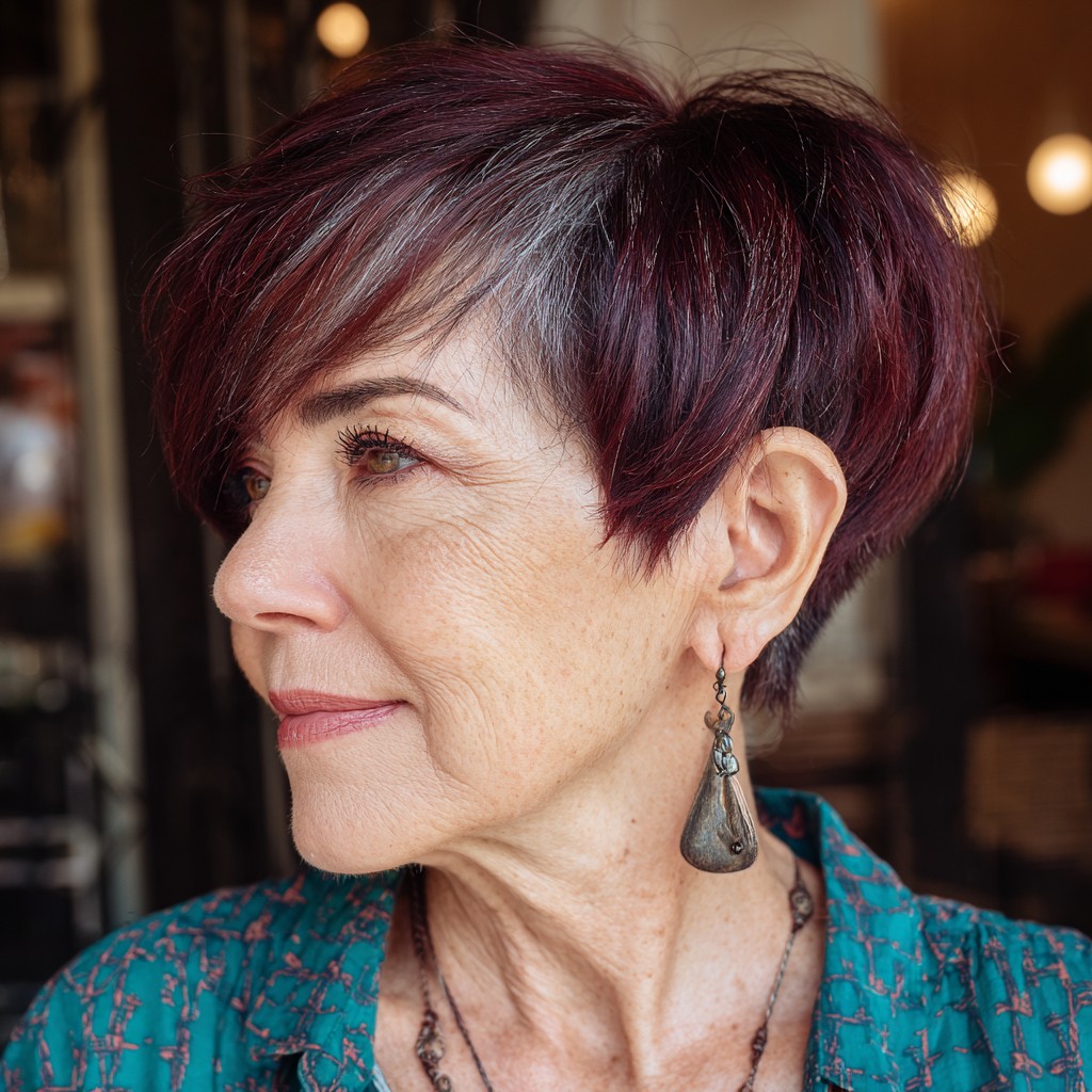 Bold Textured Crop with Rich Burgundy Tones