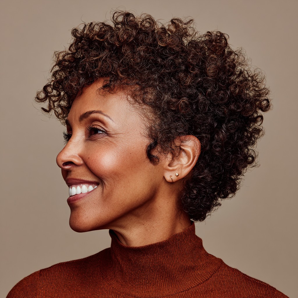 Charming Short Curly Tapered Cut with Defined Texture