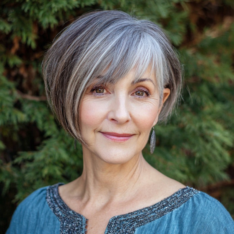 Chic Asymmetrical Bob with Subtle Silver Highlights