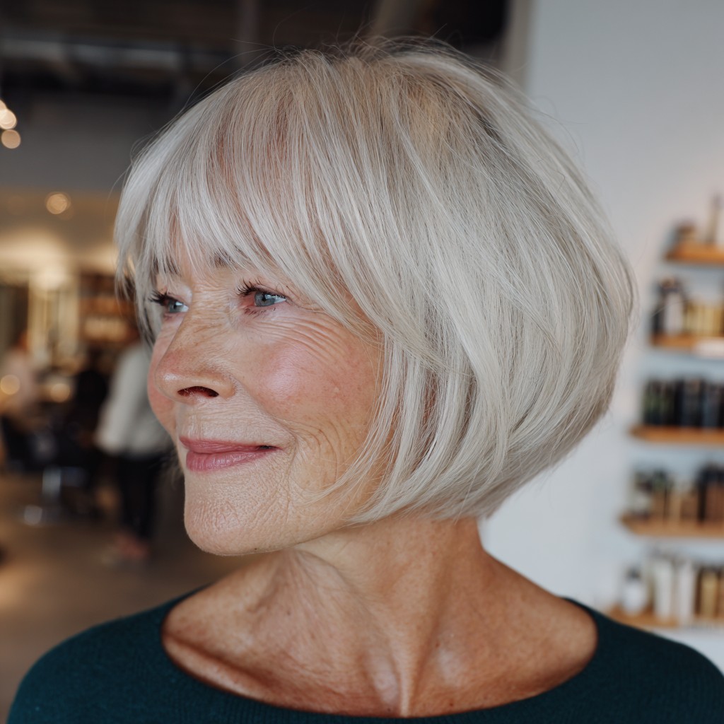 Chic Feathered Bob with Soft Bangs
