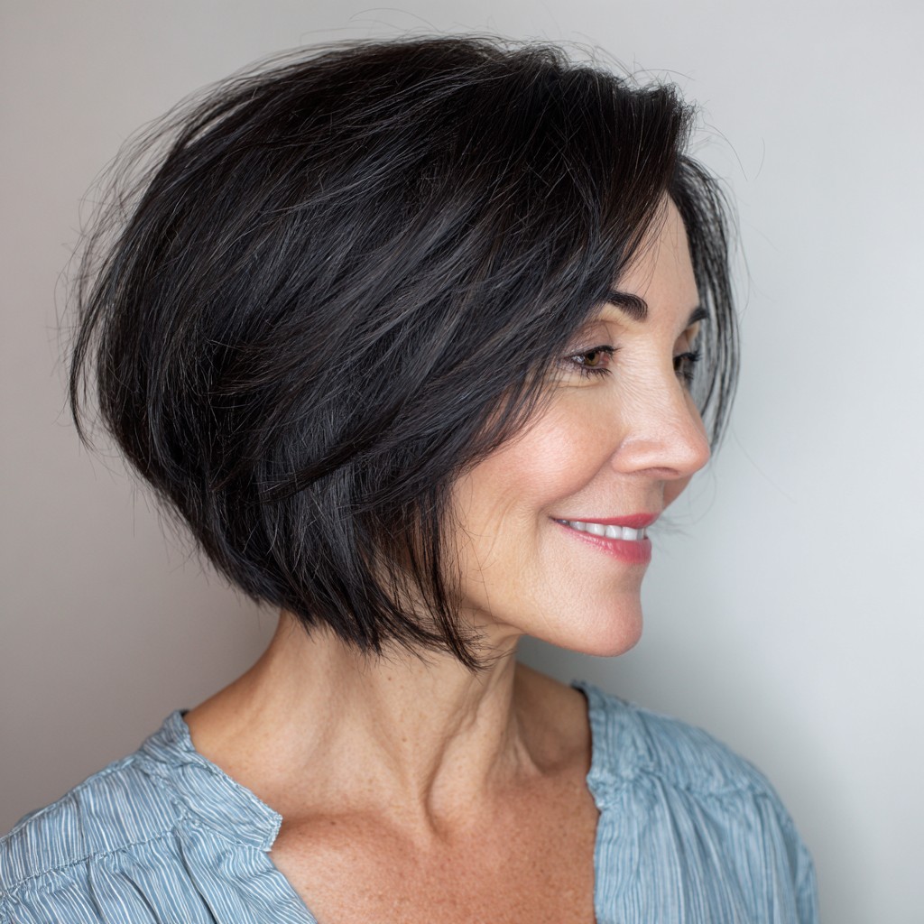 Chic Feathered Bob with Soft Texture