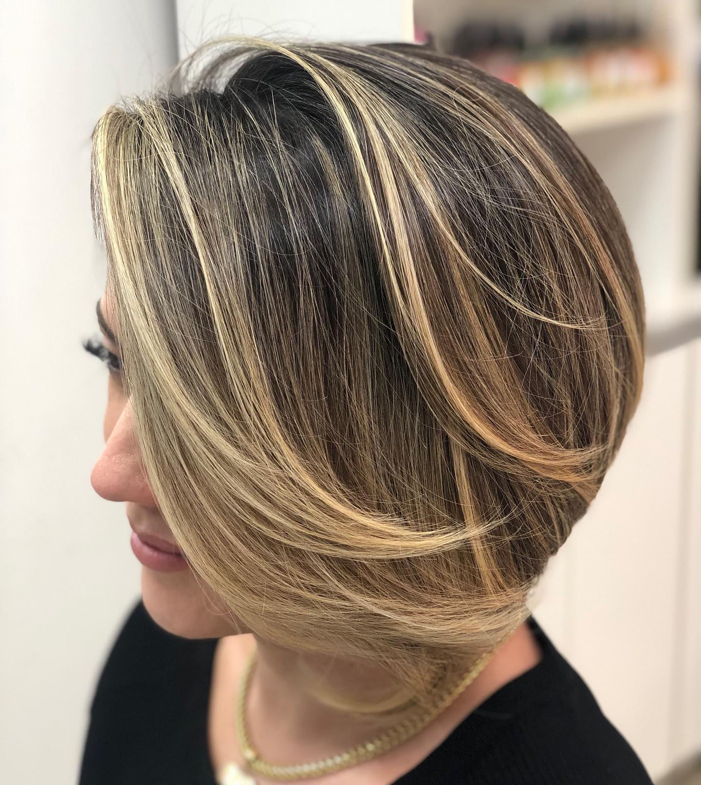 chic feathered bob with subtle highlights