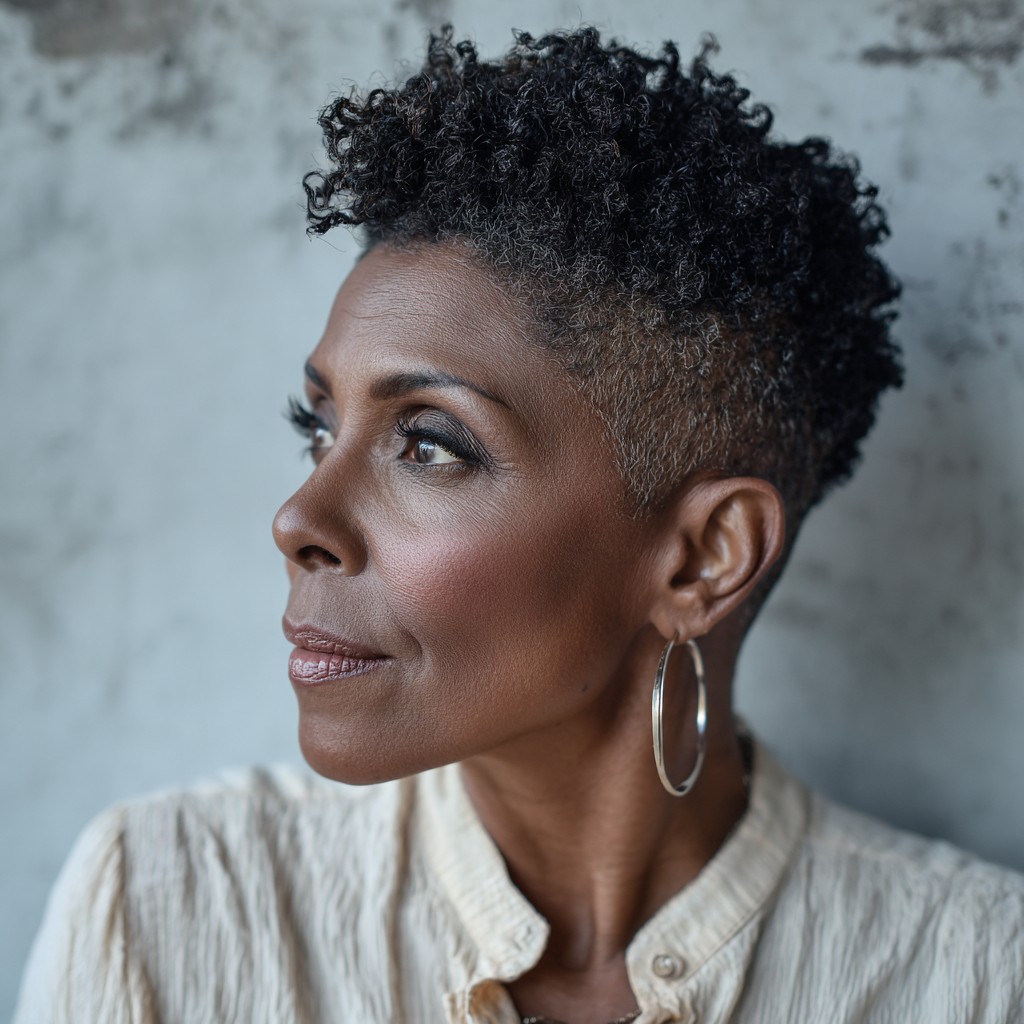 chic short curly tapered cut