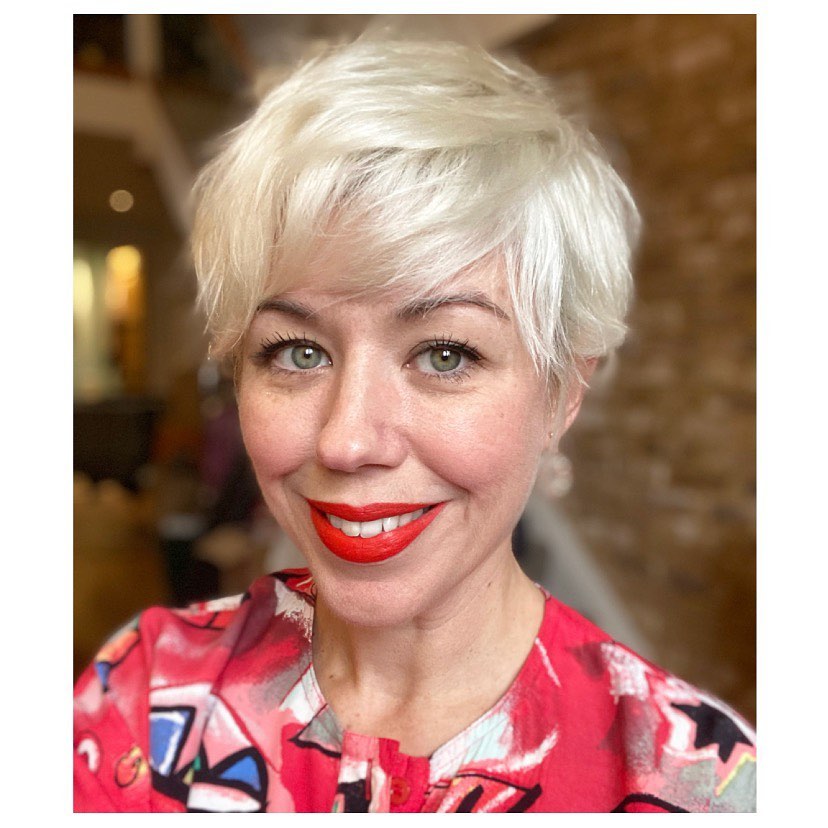 Chic Short Textured Pixie with Bright Platinum Color