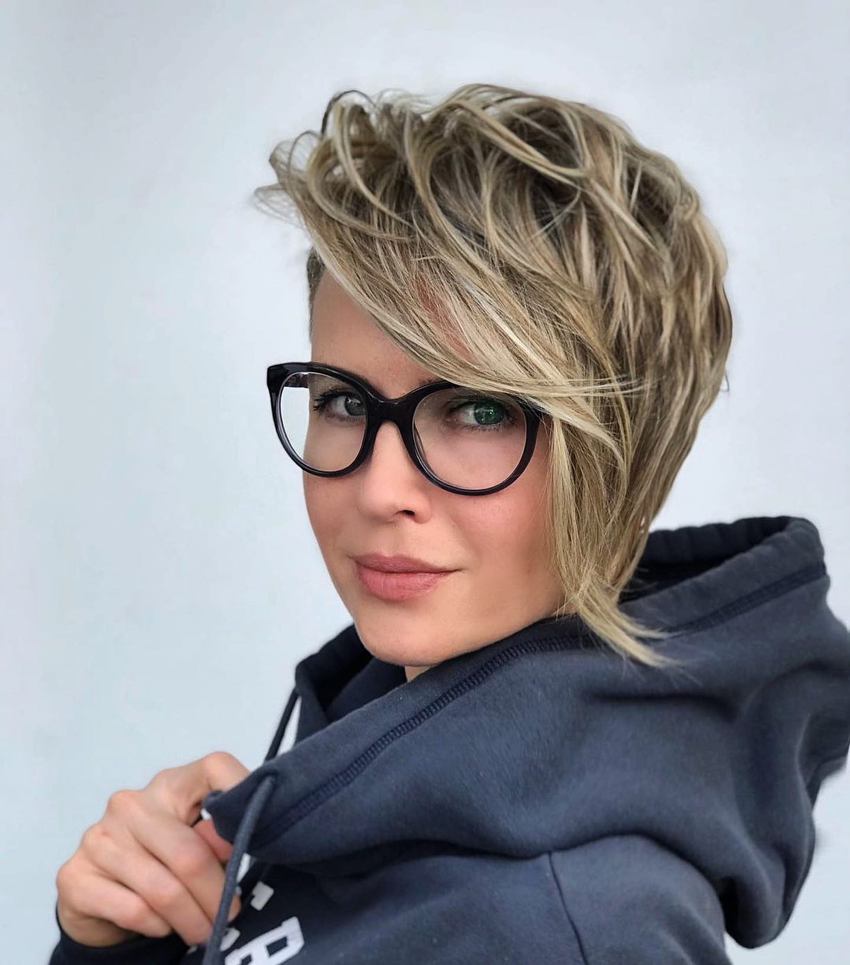 Chic Textured Long Pixie with Side Volume
