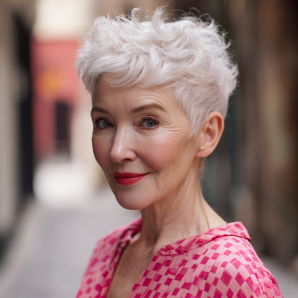Chic Textured Pixie with Lively Curls