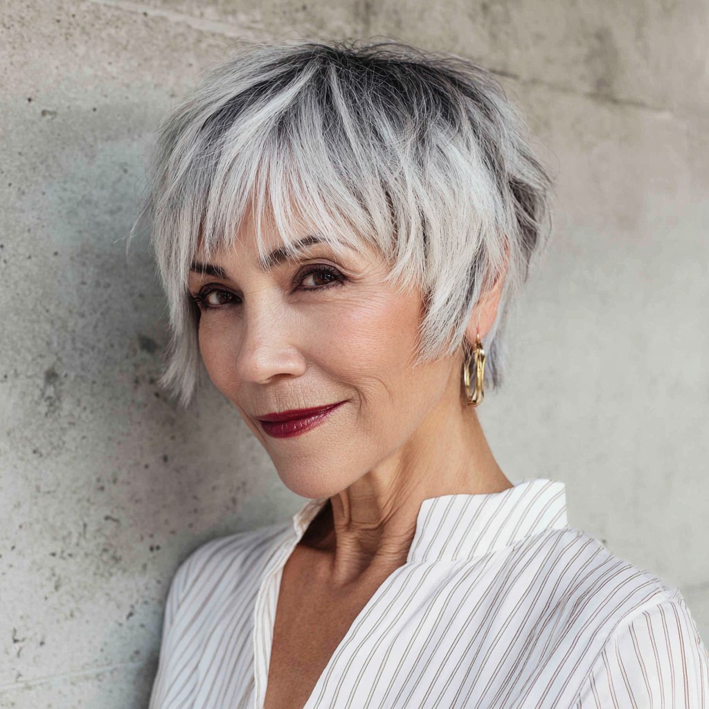 Chic Textured Short Cut with Feathered Bangs