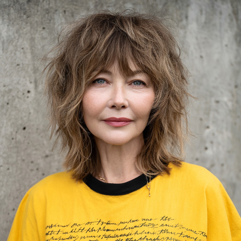 chic textured undone shag with soft layers