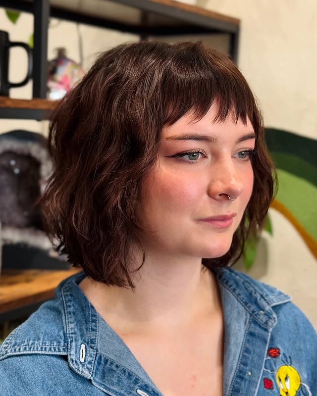 Choppy Bangs with Textured Bob Cut