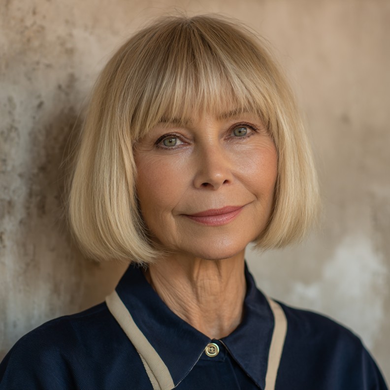 Classic Blunt Bob with Soft Fringe