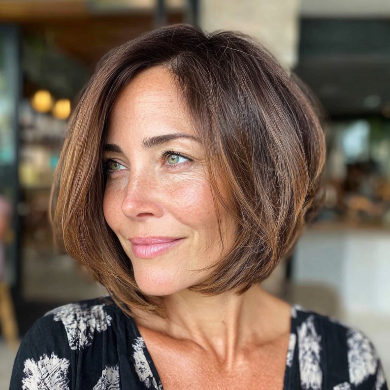 Contemporary Asymmetrical Bob with Subtle Highlights