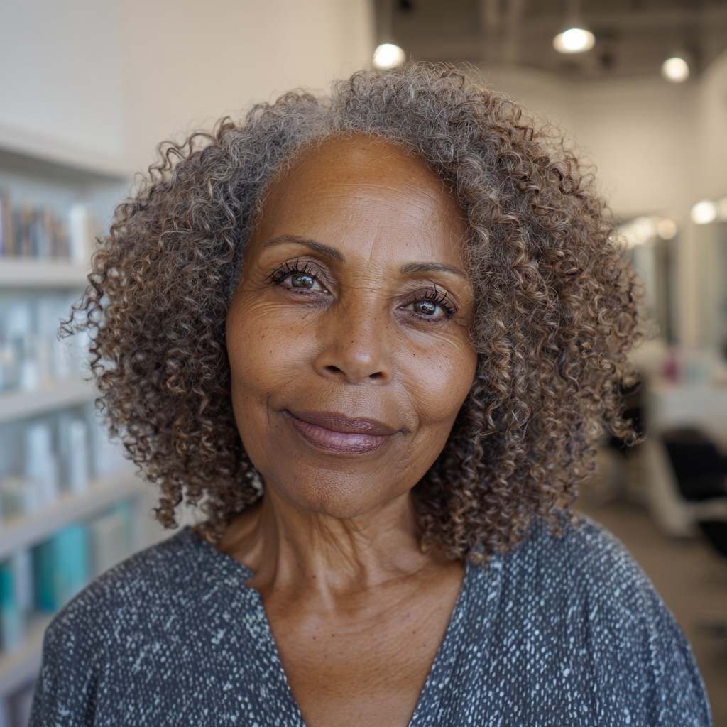 Defined Medium Curly Cut with Natural Volume