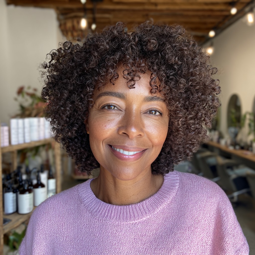 Defined Short Curly Cut with Natural Volume