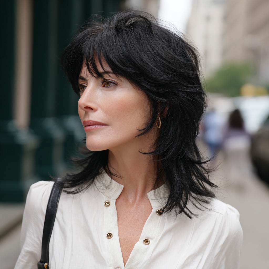 Edgy Long Layered Shag with Face-Framing Bangs