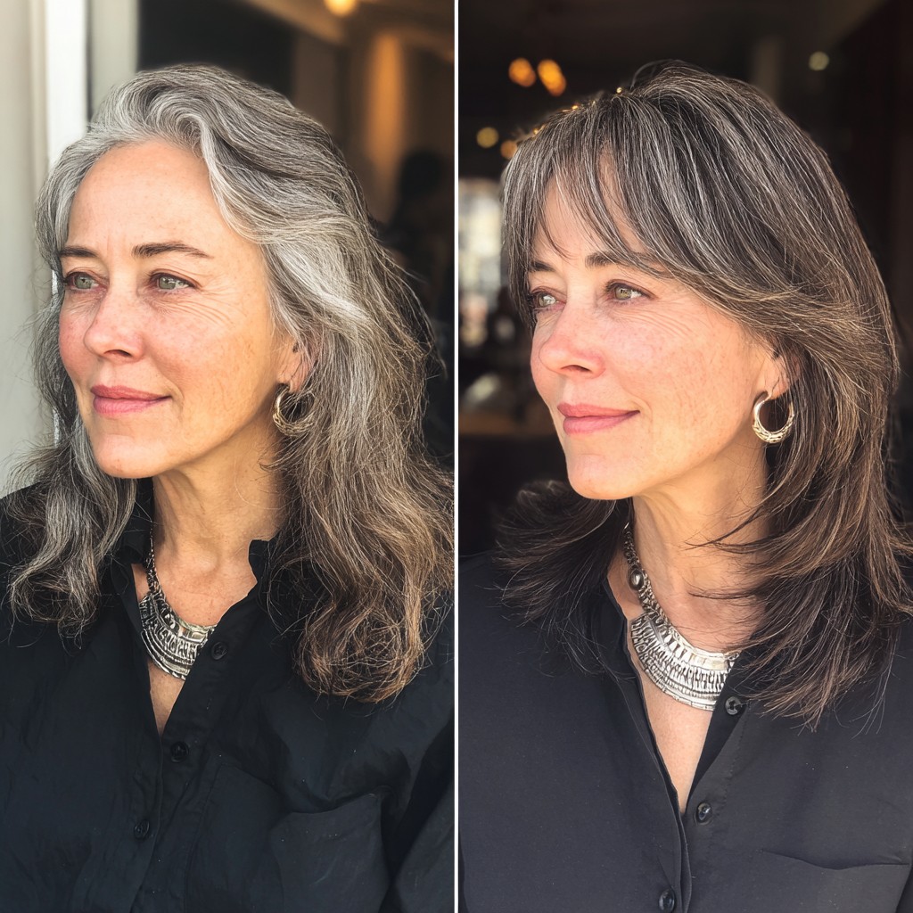 Elegant Feathered Bangs with Subtle Layers