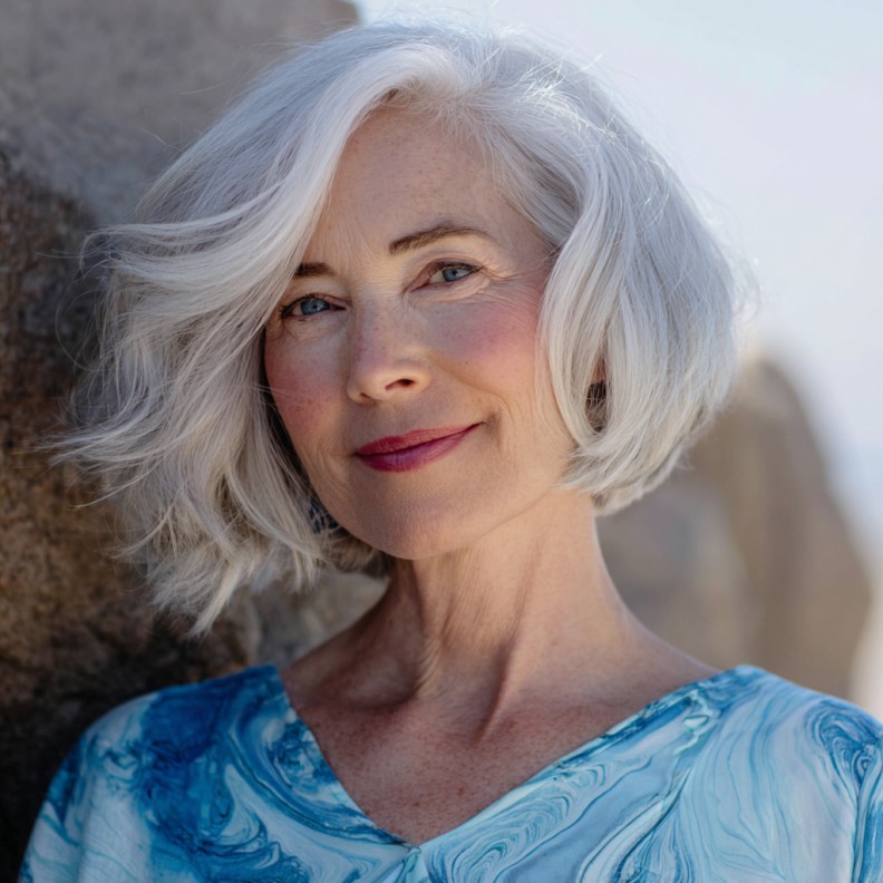 Elegant Silver Asymmetrical Bob