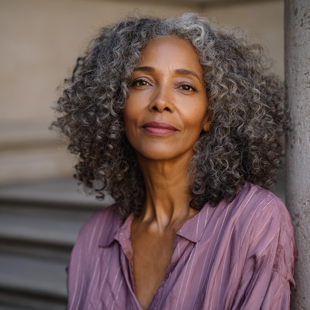 Elegant Soft Curly Shoulder-Length Cut