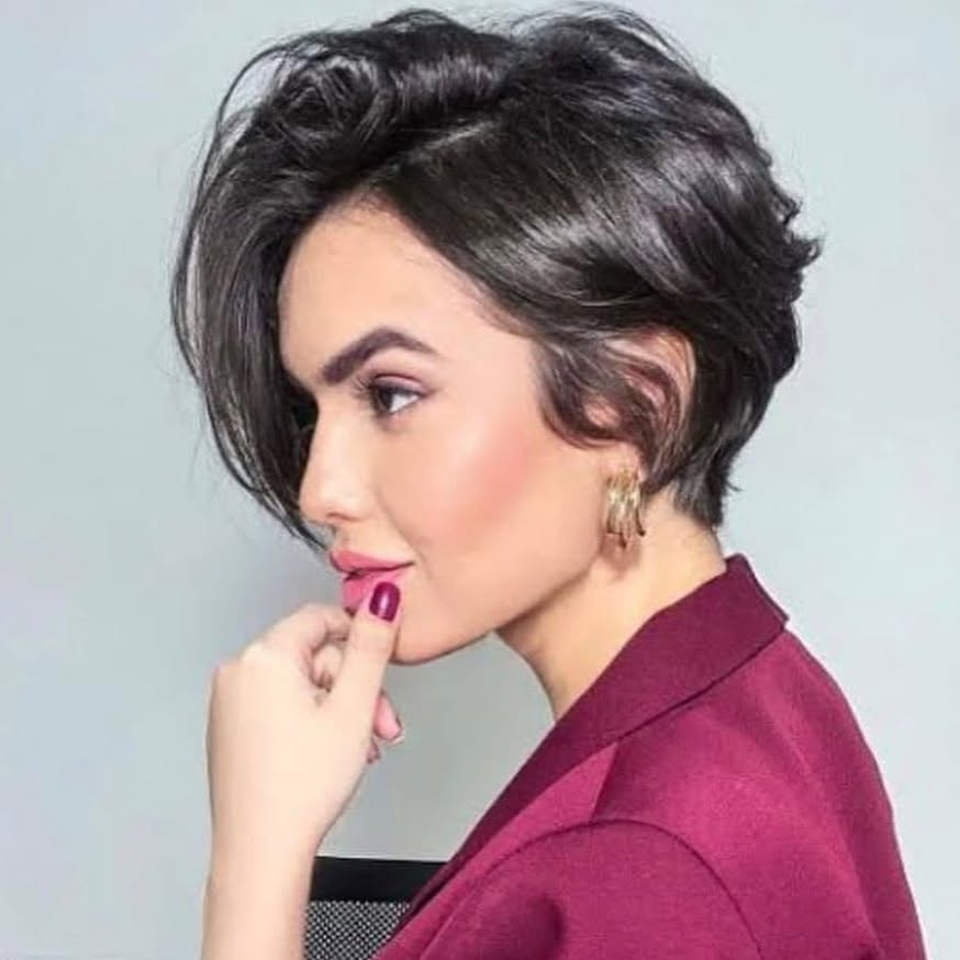 Modern Asymmetrical Long Pixie with Soft Volume