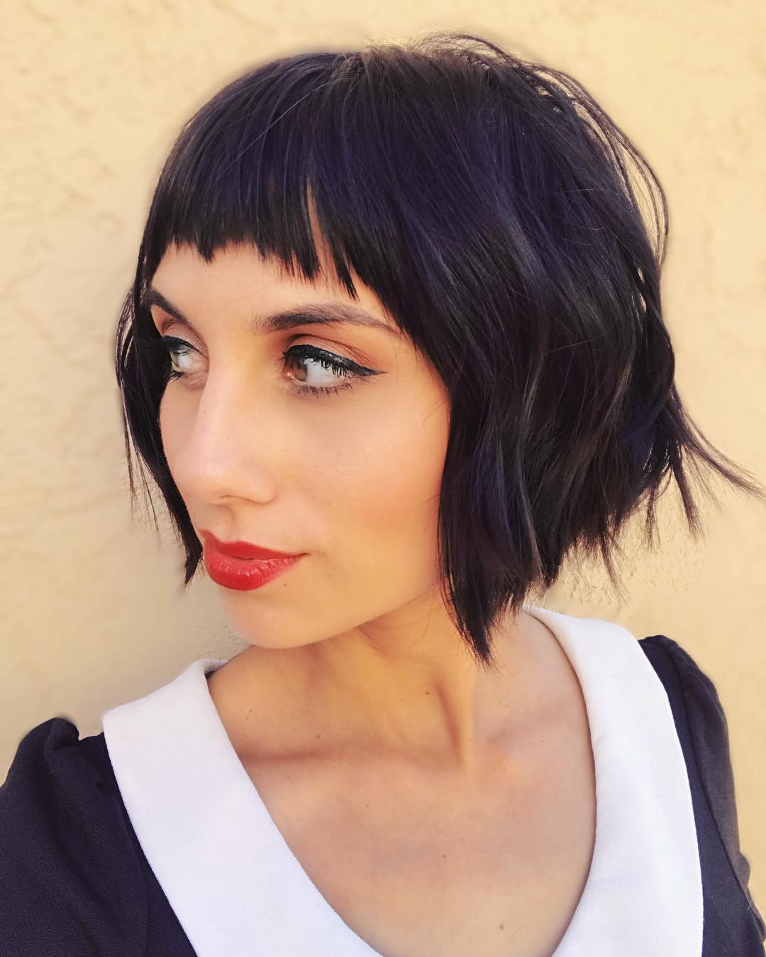 Modern Choppy Bob with Bold Straight Bangs