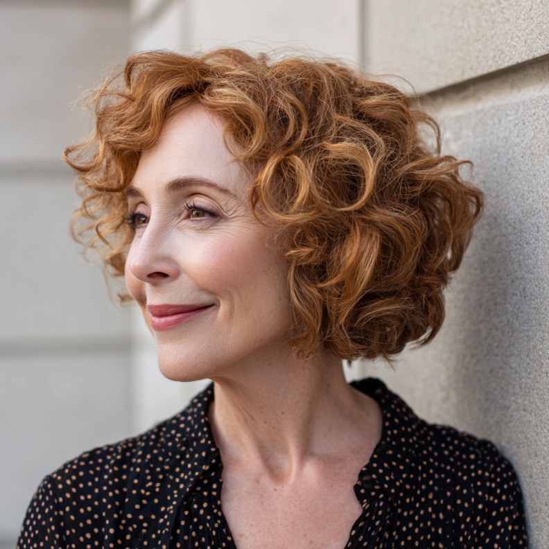 Playful Curly One-Length Bob