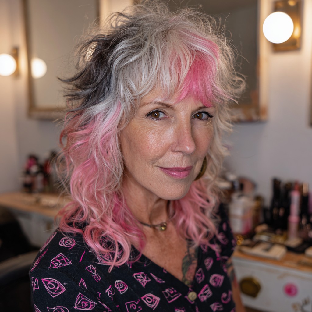Playful Layered Cut with Bold Pink Highlights