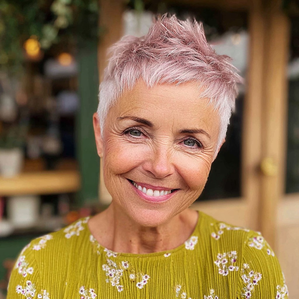 Playful Textured Pixie with Soft Blush Highlights