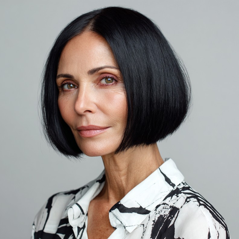 Polished Jet Black One-Length Bob