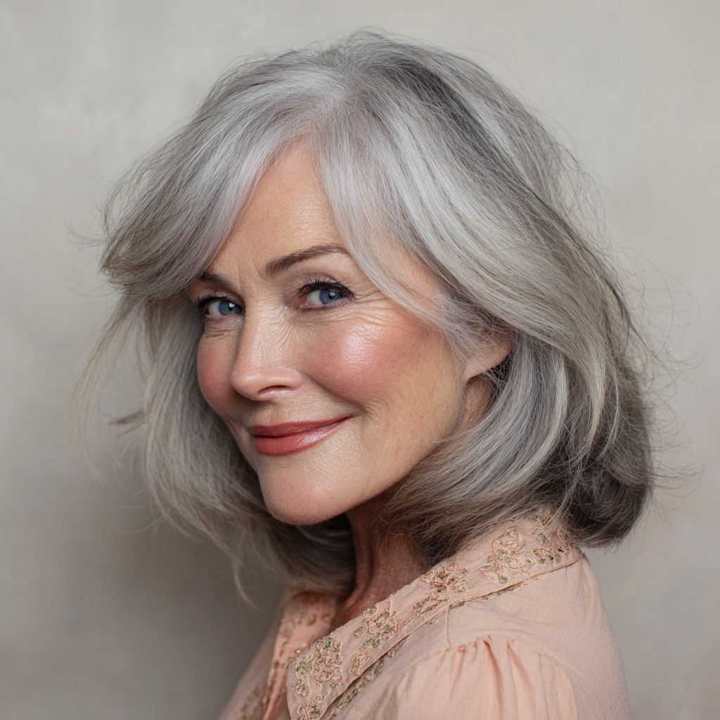 Radiant Feathered Layers with Graceful Bangs