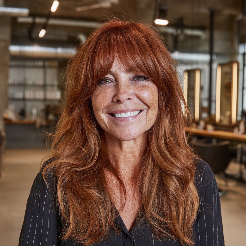 Radiant Long Layers with Subtle Face-Framing Bangs