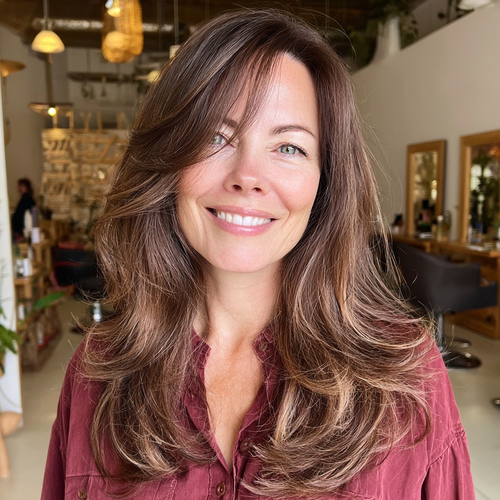 Radiant Long Layers with Subtle Face-Framing Highlights
