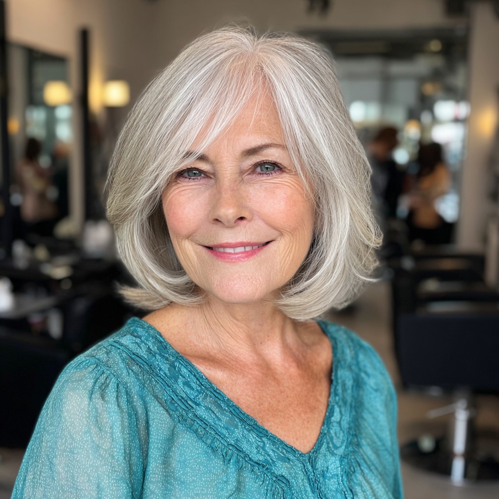 Soft Feathered Bob with Graceful Bangs