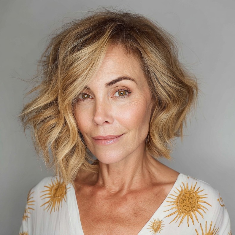 soft textured asymmetrical bob