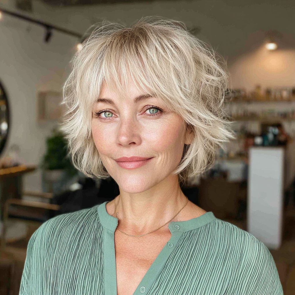 Soft Textured Undone Shag with Wispy Bangs