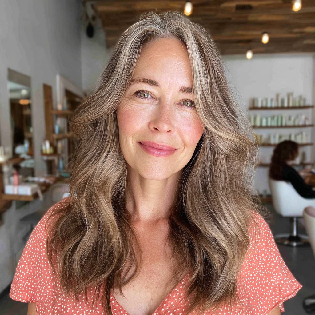 Softly Layered Ash Brown Waves with Subtle Movement