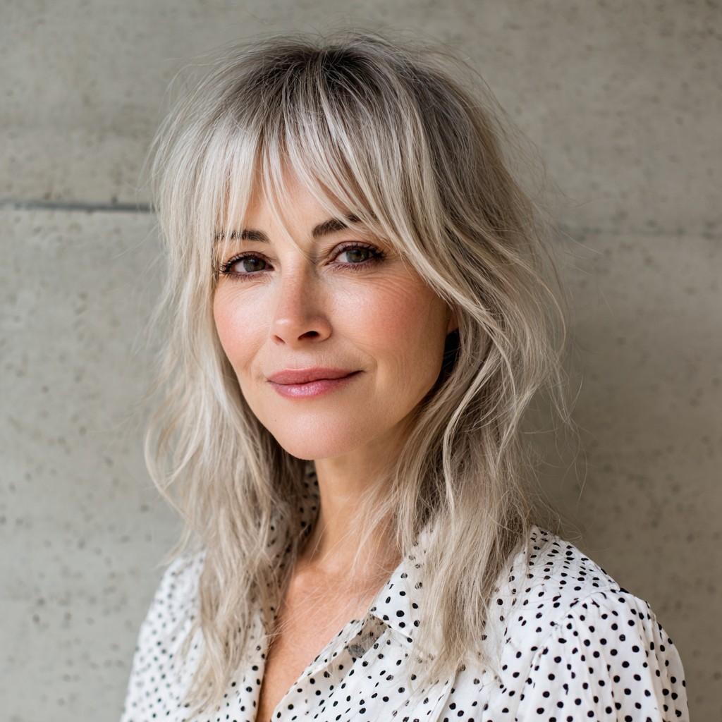 Softly Layered Undone Shag with Textured Bangs