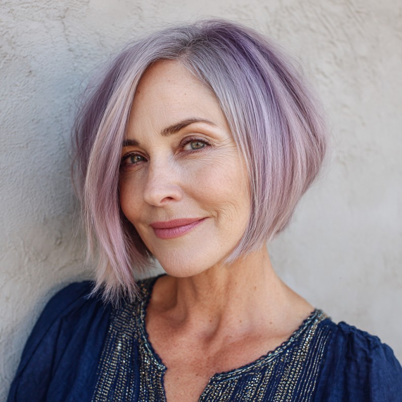 Stylish Lavender Asymmetrical Bob