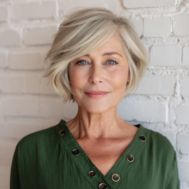 Textured Asymmetrical Bob with Soft Waves