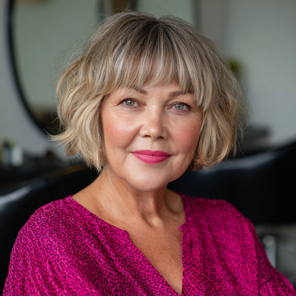 Textured Bob with Soft Wispy Bangs
