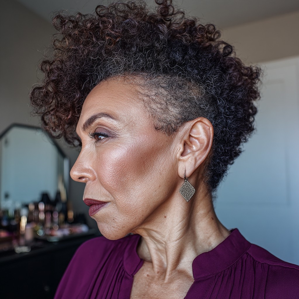 Textured Curly Undercut with Defined Volume