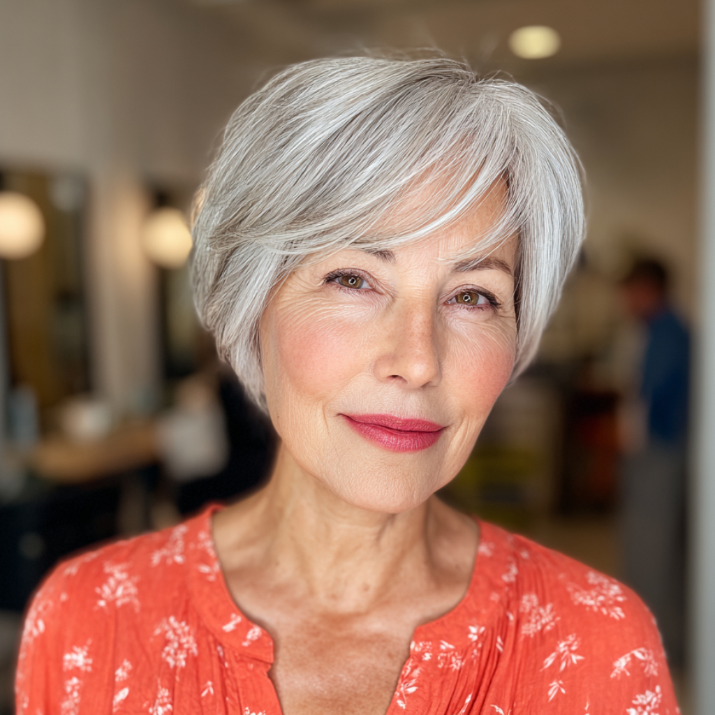 Textured Feathered Bob with Soft Bangs
