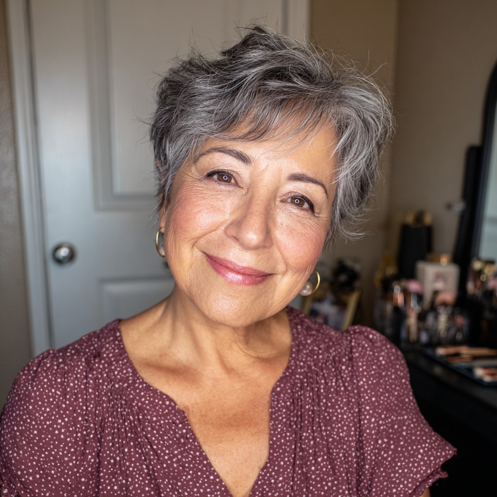 Textured Short Feathered Cut with Subtle Highlights