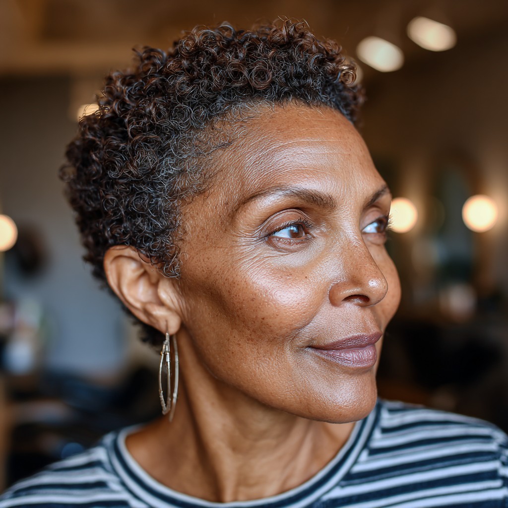 Textured Short Natural Crop with Defined Curls