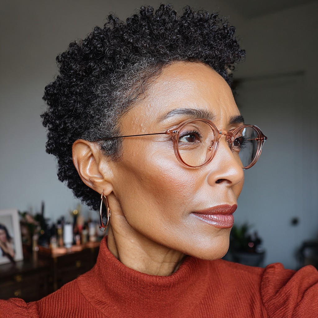 Textured Short Natural Tapered Cut with Defined Curls