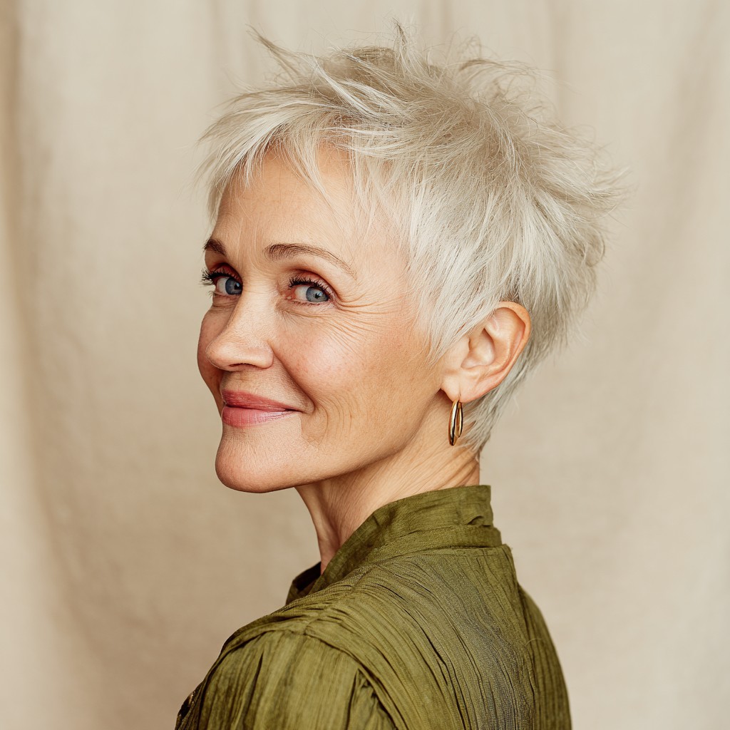 Textured Short Pixie Cut with Lively Layered Spikes