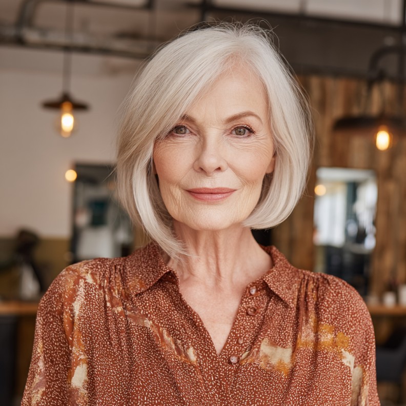 Timeless Asymmetrical Bob with Subtle Highlights