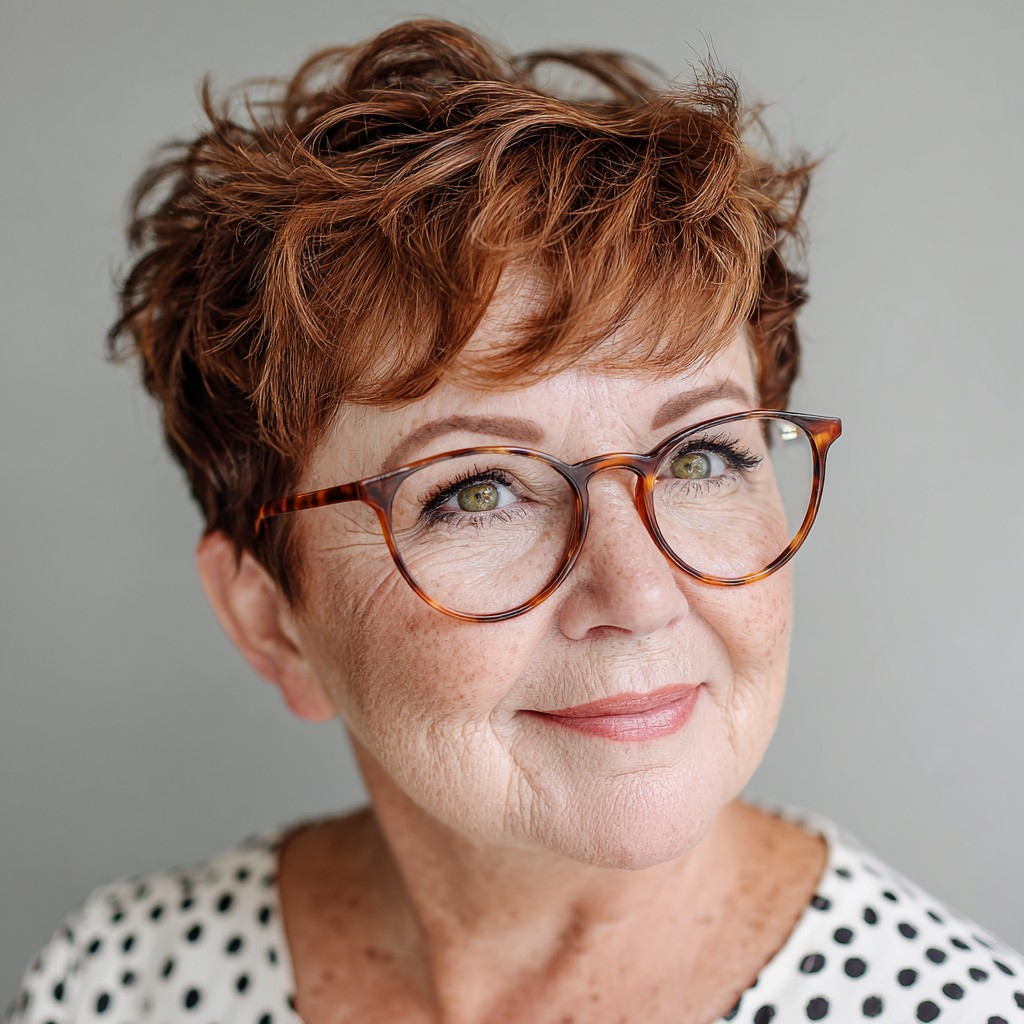 Charming Tousled Copper Pixie with Soft Texture