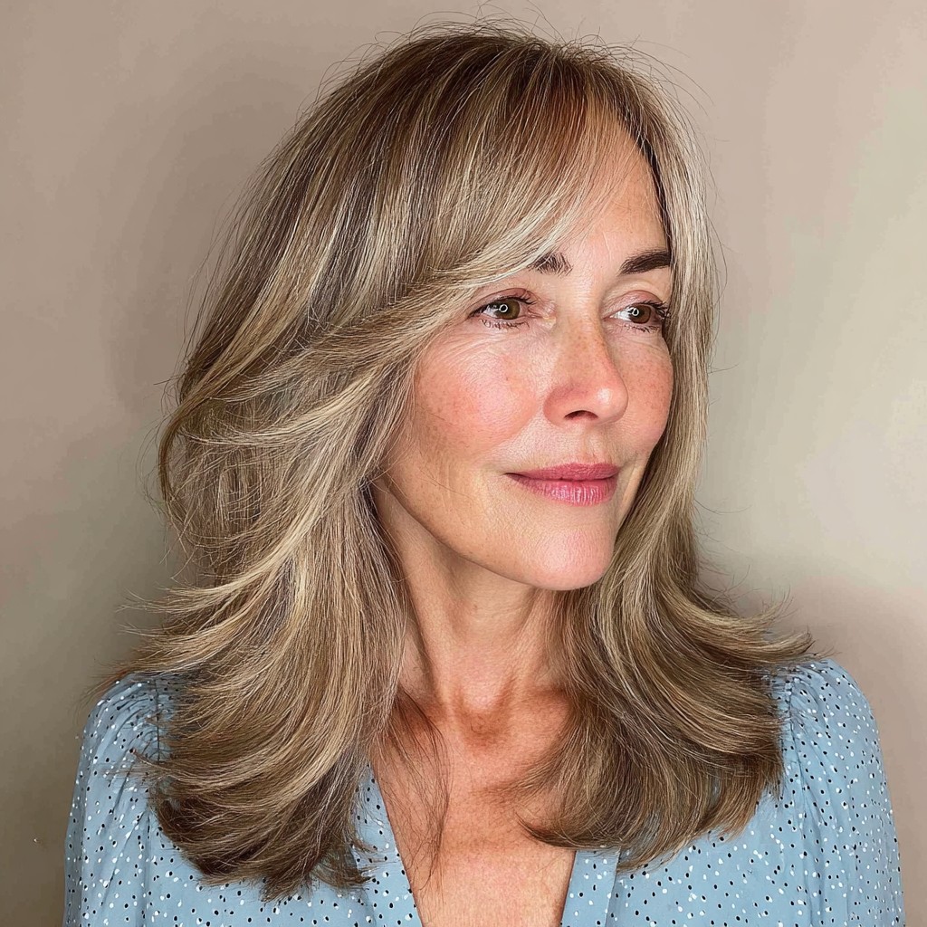 Chic Long Layers with Flattering Side Bangs