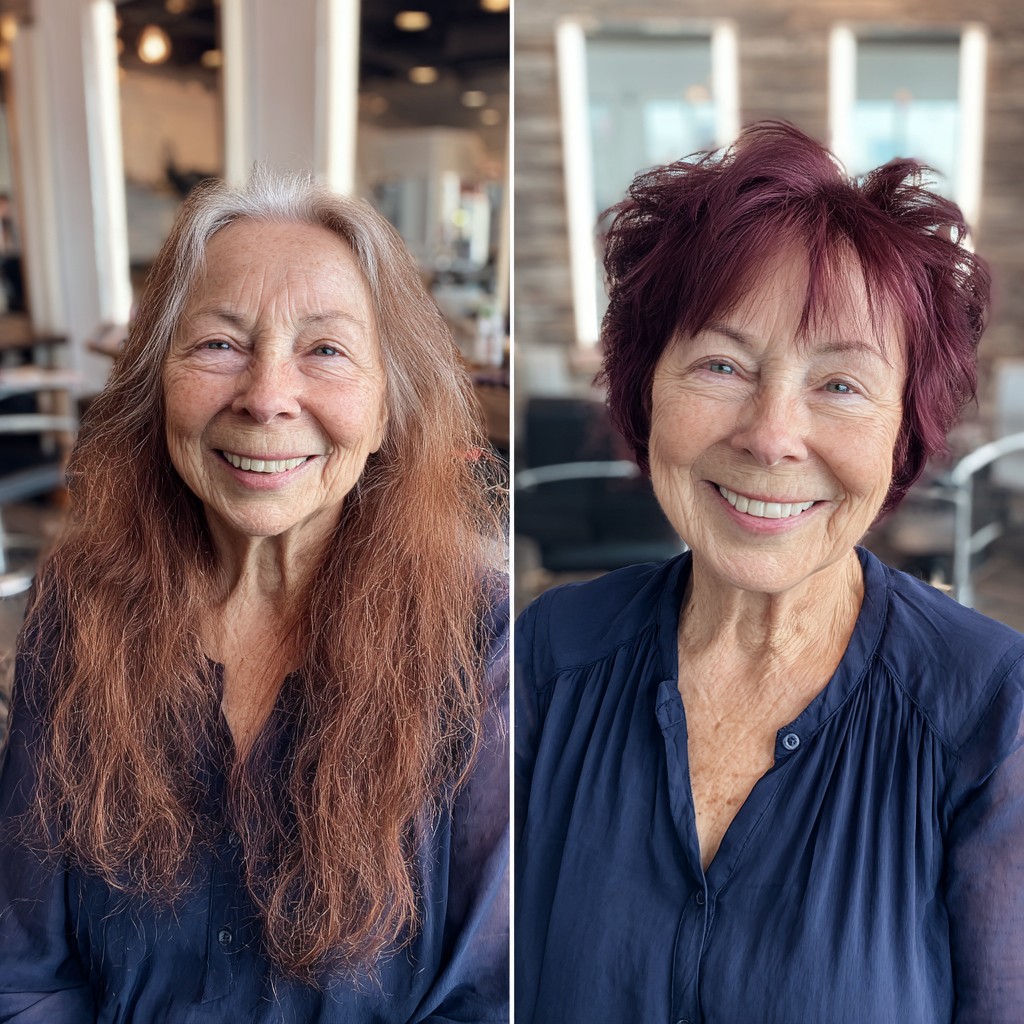 Chic Short Burgundy Textured Cut with Soft Layers