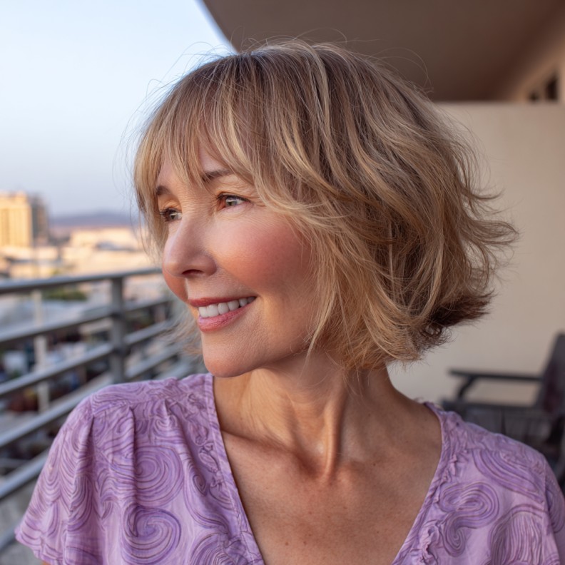 Chic Textured Bob with Wispy Bangs